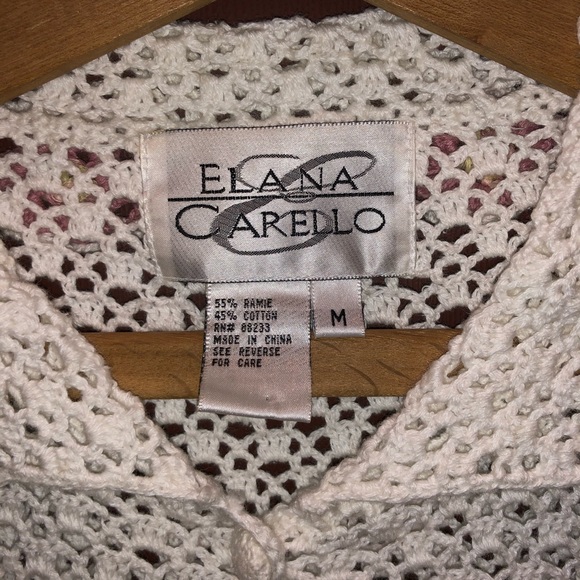 Summery button down crocheted short sleeve sweater - Picture 3 of 4